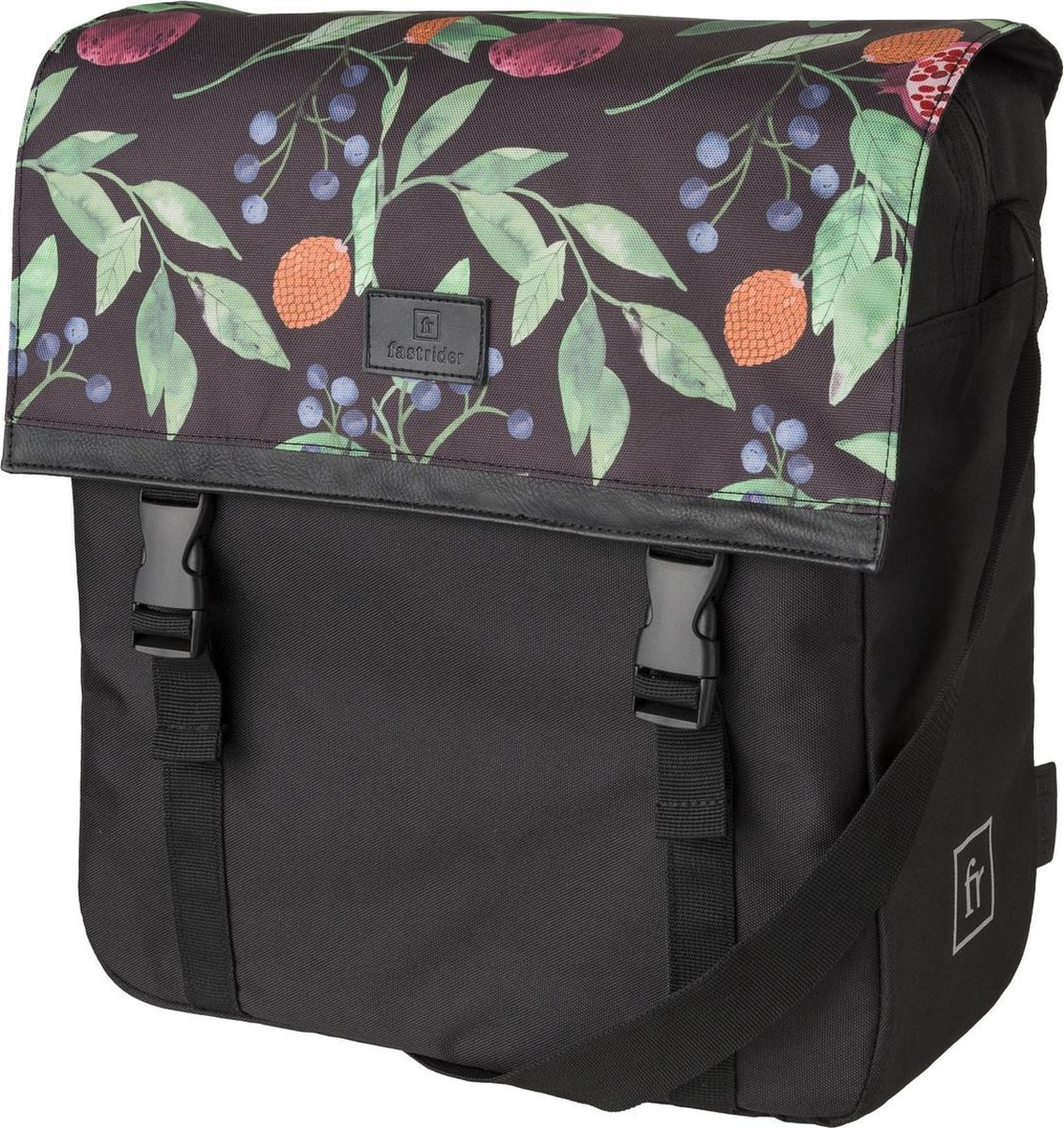 Fastrider Nara Shopper Fietstas Trend Forest Fruit/Ass. Bloem - Zwart