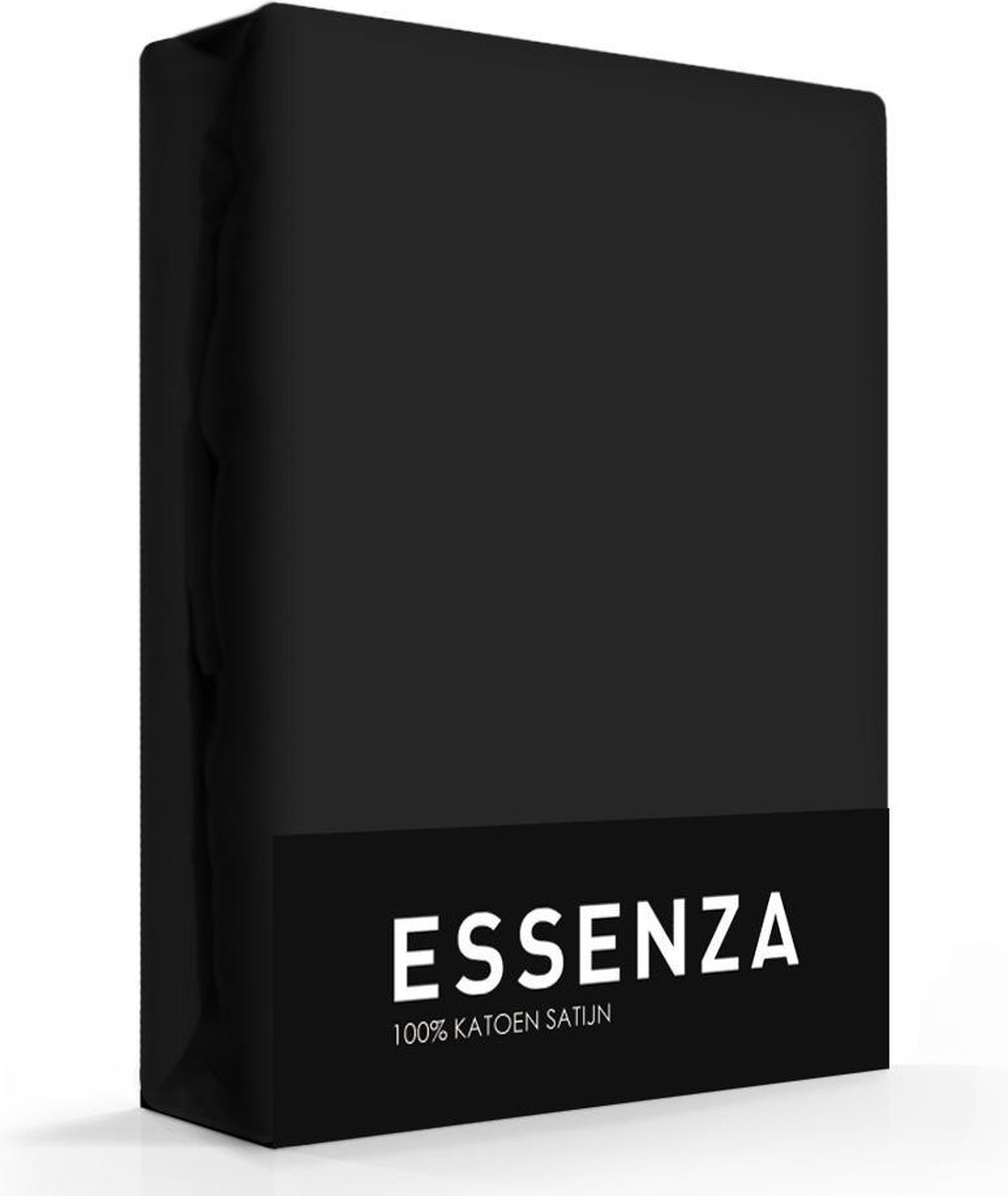 Essenza Satin Hoeslaken - 100% Katoen-satijn - 1-persoons (90x210 Cm) - Black - Zwart