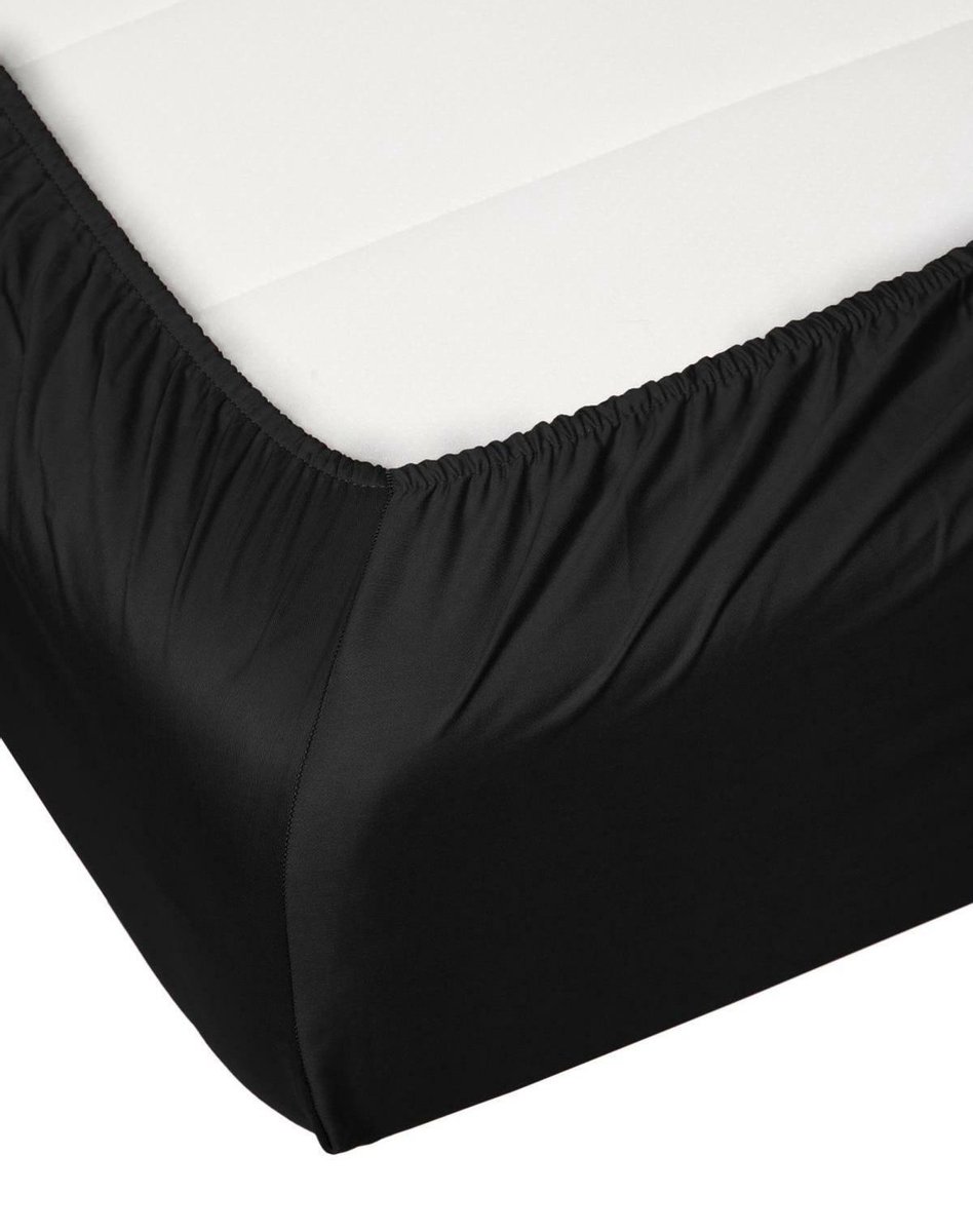 Essenza Satin Hoeslaken - 100% Katoen-satijn - 1-persoons (90x210 Cm) - Black - Zwart