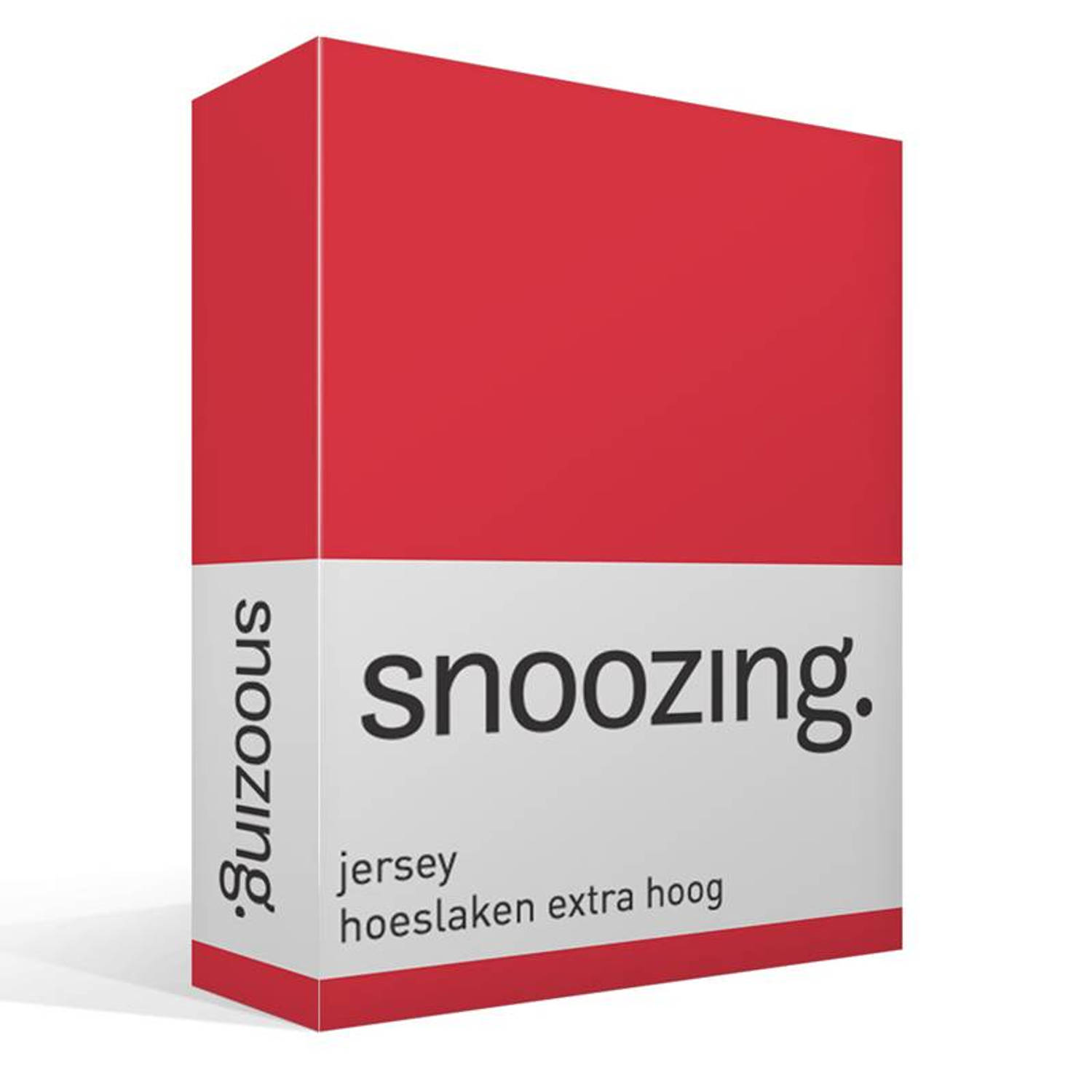 Snoozing - Hoeslaken - Extra Hoog - Jersey - 160x200 - - Rood