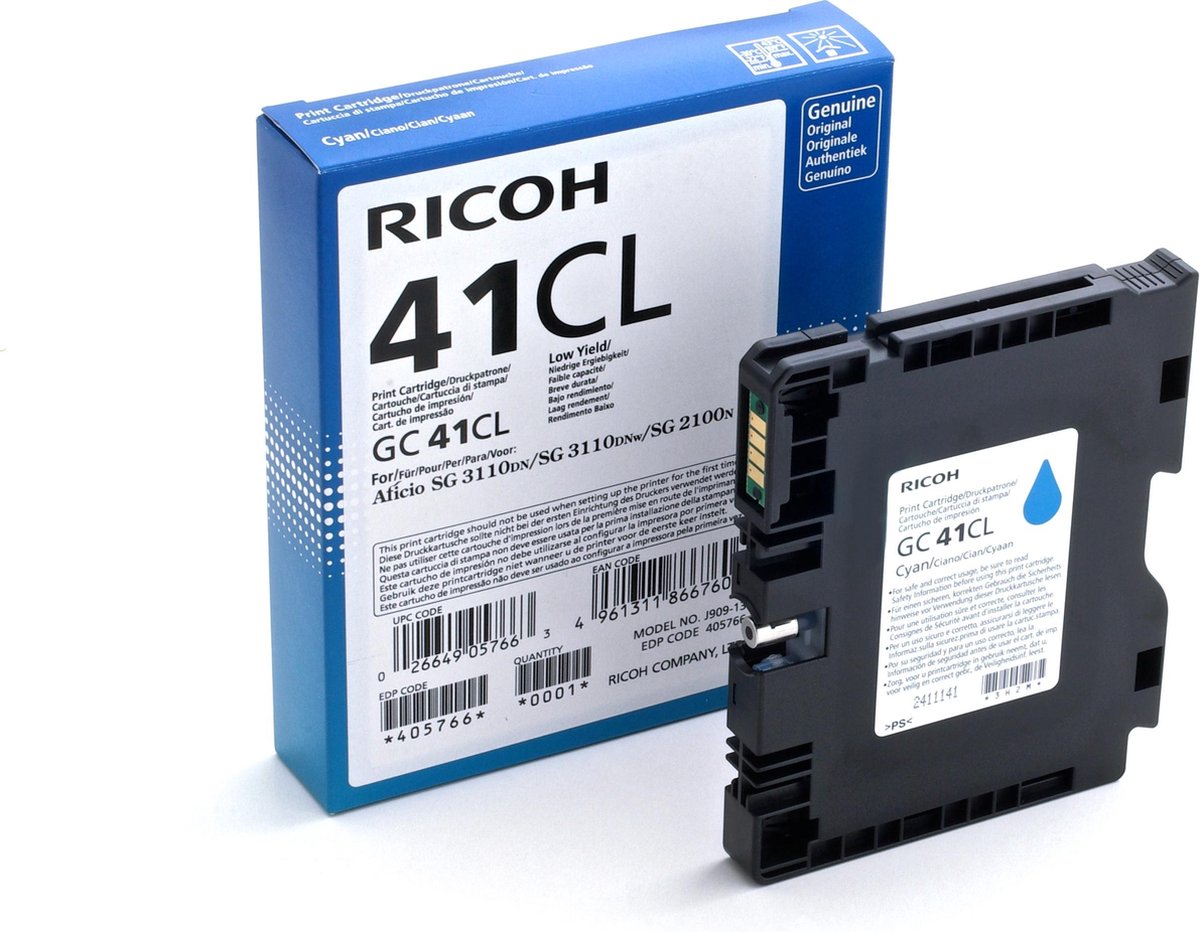 Ricoh 405766 inktcartridge Origineel Cyaan 1 stuk(s)