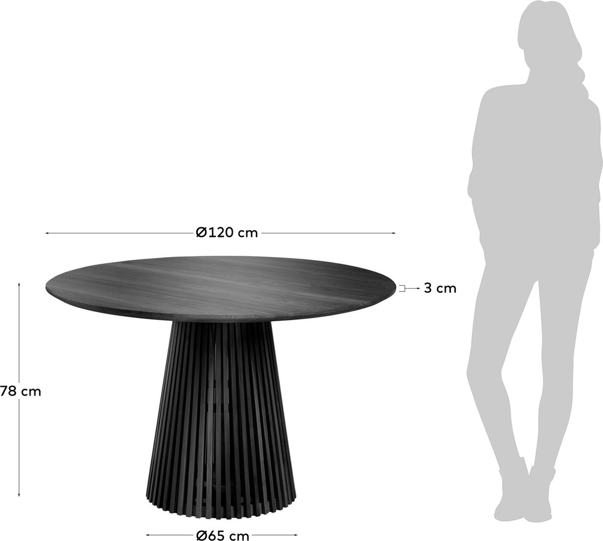 Kave Home Jeanette Eettafel Ø 120 cm - Zwart