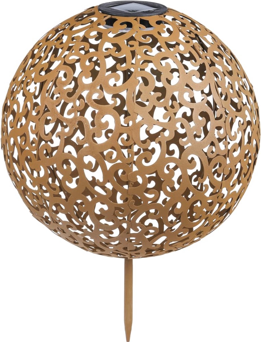 Haushalt Decoratieve Solar LED Bal, roest look - 28,5 cm - Bruin