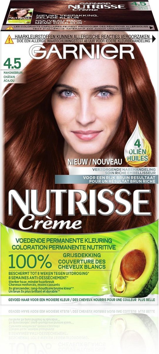 Garnier Nutrisse Crème Permanente Haarverf 4.5 Mahonie - Bruin