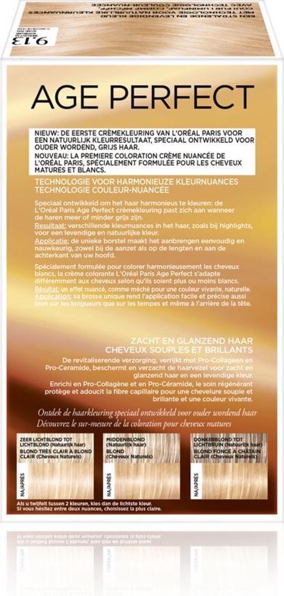 L'Oreal Paris L&apos;Oréal Paris Excellence Age Perfect 9.13 Zeer Licht Asblond - Goud