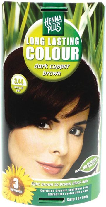 Hennaplus 3.44 Dark Copper Brown Long Lasting Colours 100ml