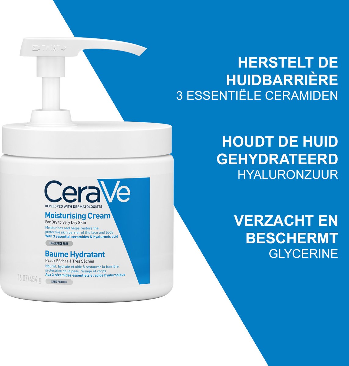 CeraVe Hydraterende Crème - 454ml + Pomp