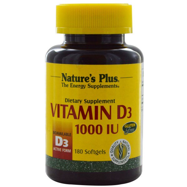 Nature&apos;s Plus Vitamin D3, 1000 IU (180 Softgels) -