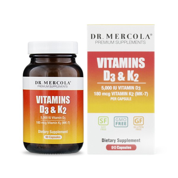 Dr. Mercola Vitamins D3 & K2 90 Capsules - Dr Mercola