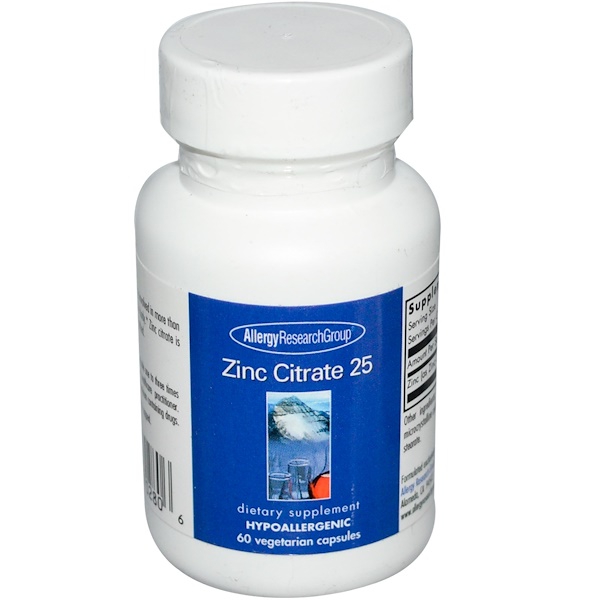 Allergy Research Group Zinc Citrate 25 60 Veggie Caps -