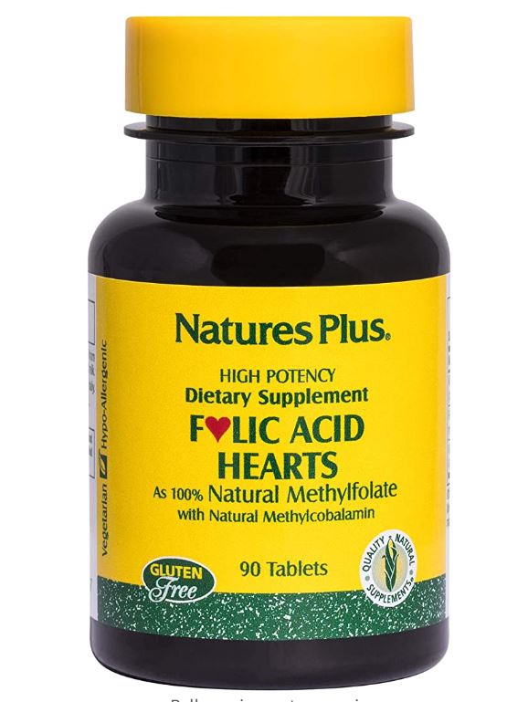 Nature&apos;s Plus Folic Acid Hearts 400 mcg (90 Tablets) -