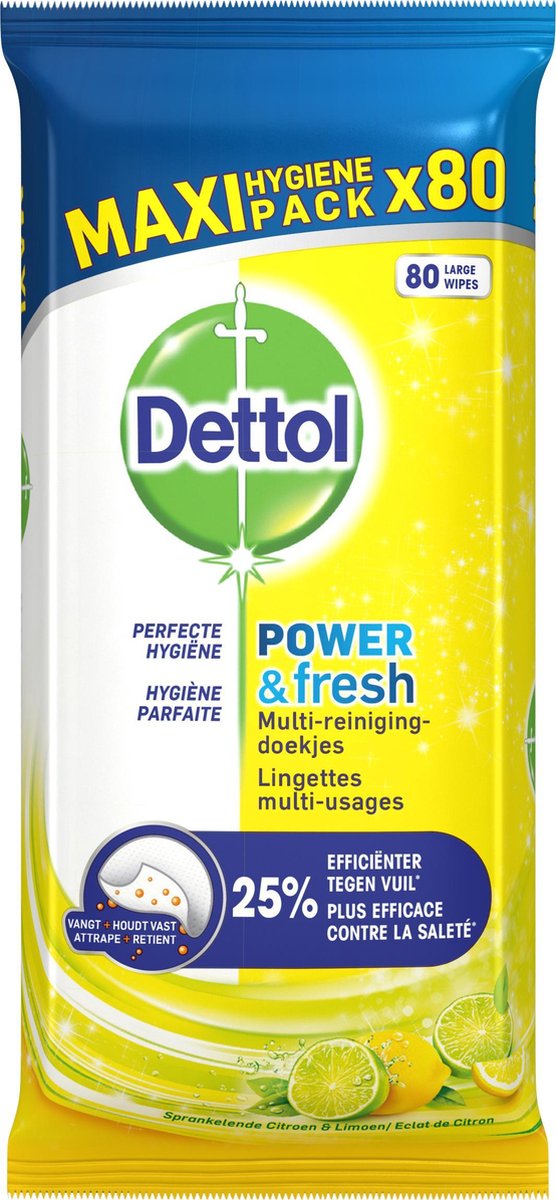 Dettol Multi-Reinigingsdoekjes - Power & Fresh 80 stuks