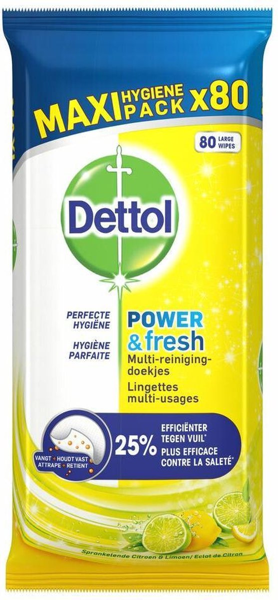 Dettol Multi-Reinigingsdoekjes - Power & Fresh 80 stuks