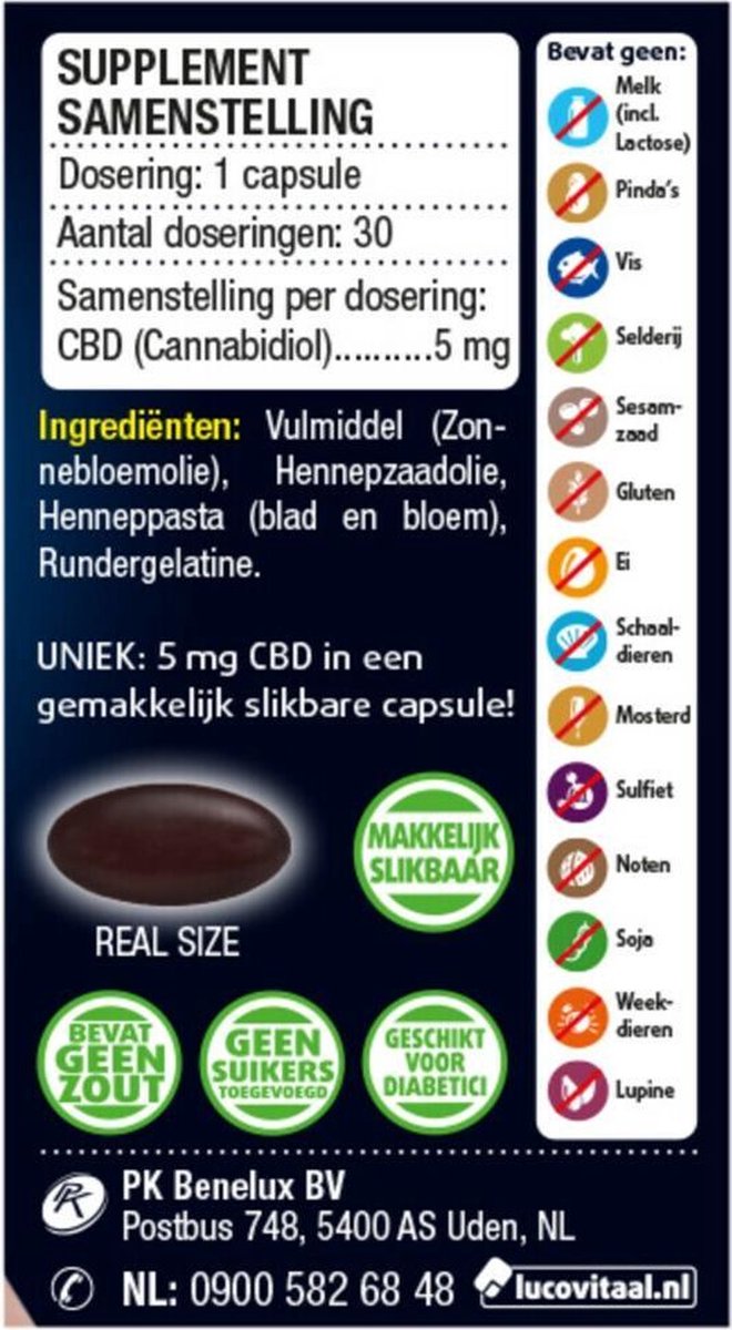 Lucovitaal CBD Capsules - Forte 5 mg 30 Capsules