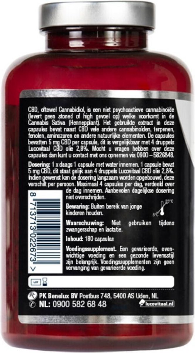 Lucovitaal CBD capsules 10 mg 100% PUUR - 5 mg Capsules
