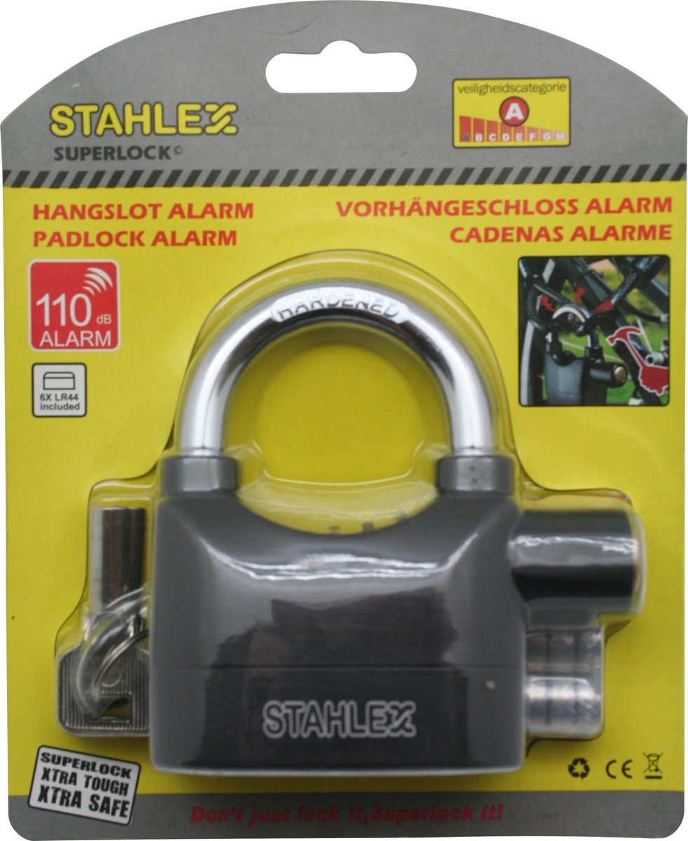 Stahlex Hangslot / Motorfietslot / Fietsslot - Met Alarm 65 mm