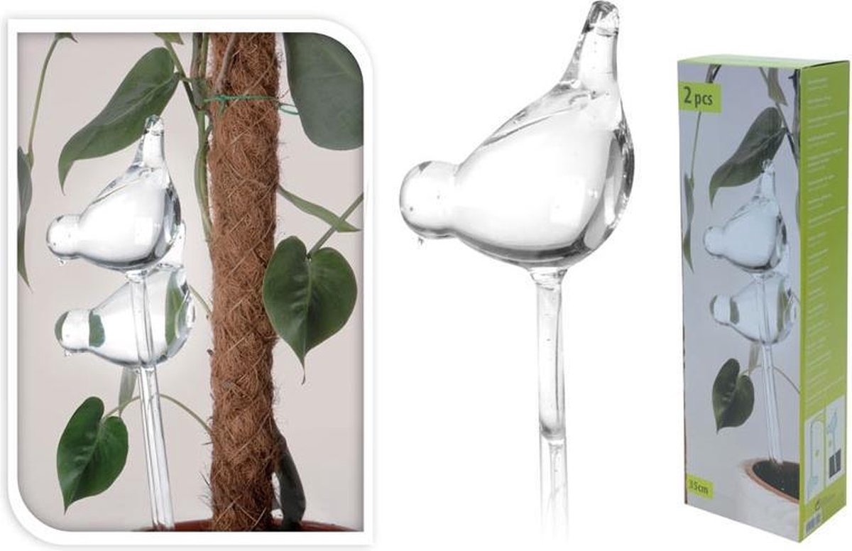 Huismerk Planten Watergever Glazen Vogel - 2 Stuks