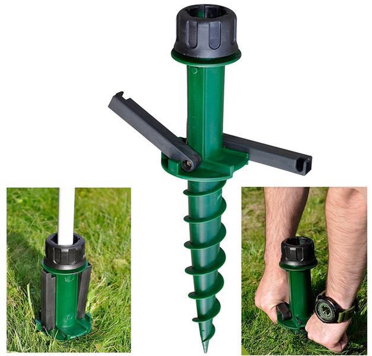 Excellent Houseware Progarden Parasol Standaard - Schroefmodel - Groen