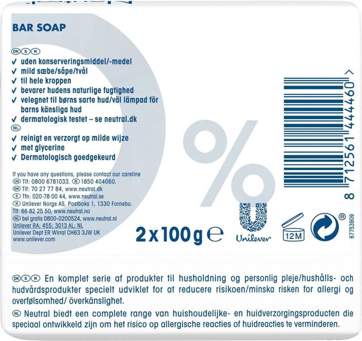 Neutral Tabletzeep - 2x 100 gr
