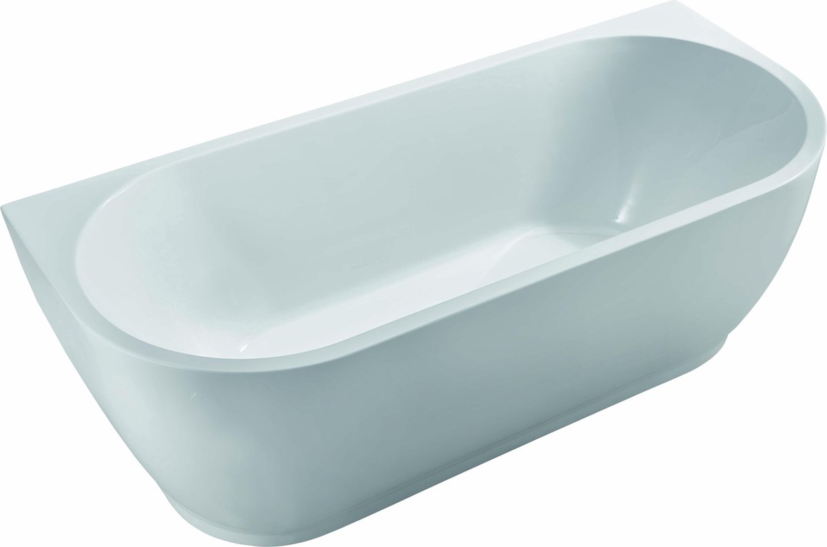 Wiesbaden Wall half-vrijstaand ligbad acryl 170 x 75 x 58 cm met chroom waste, - Wit