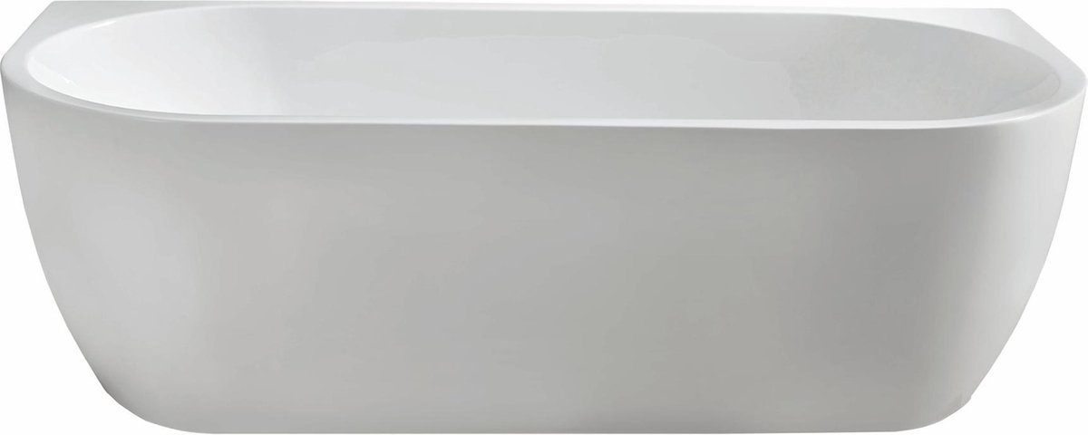 Wiesbaden Wall half-vrijstaand acryl ligbad 180x80 cm met waste, - Wit