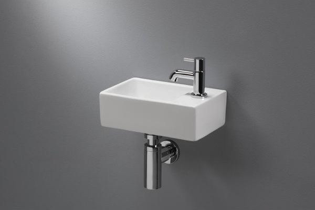 Royal Plaza Sub 070 fontein 30,5x19x11 cm.kraangat re. zonder overloop, - Wit