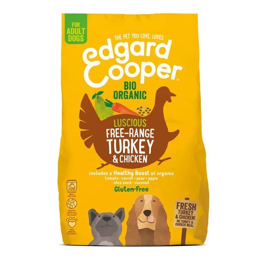 Edgard&Cooper Bio Organic Turkey Adult Kalkoen&Kip&Wortel - Hondenvoer - 7 kg Biologisch