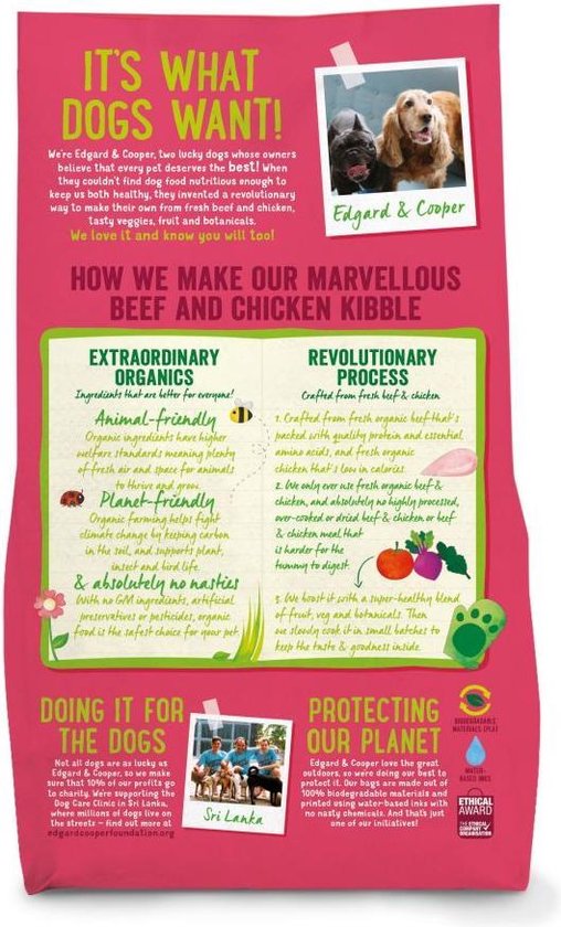 Edgard&Cooper Bio Organic Beef Adult Rund&Kip&Rode Biet - Hondenvoer - 700 g Biologisch