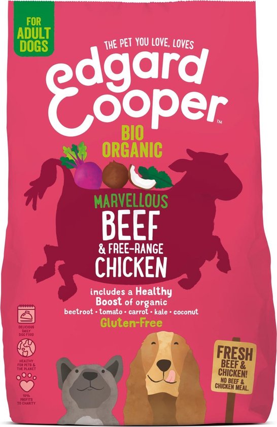 Edgard&Cooper Bio Organic Beef Adult Rund&Kip&Rode Biet - Hondenvoer - 700 g Biologisch