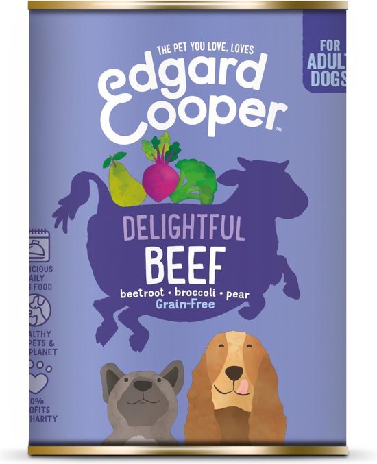Edgard&Cooper Blik Beef Adult - Hondenvoer - Rund Rode Biet Broccoli 400 g Graanvrij