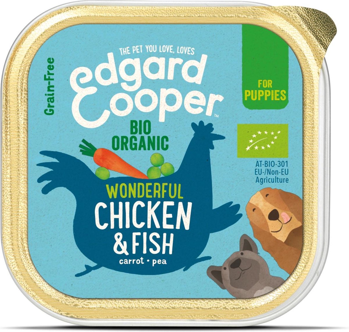 Edgard&Cooper Kuipje Bio Chicken Fish Puppy - Hondenvoer - Kip Vis Wortel 100 g Biologisch