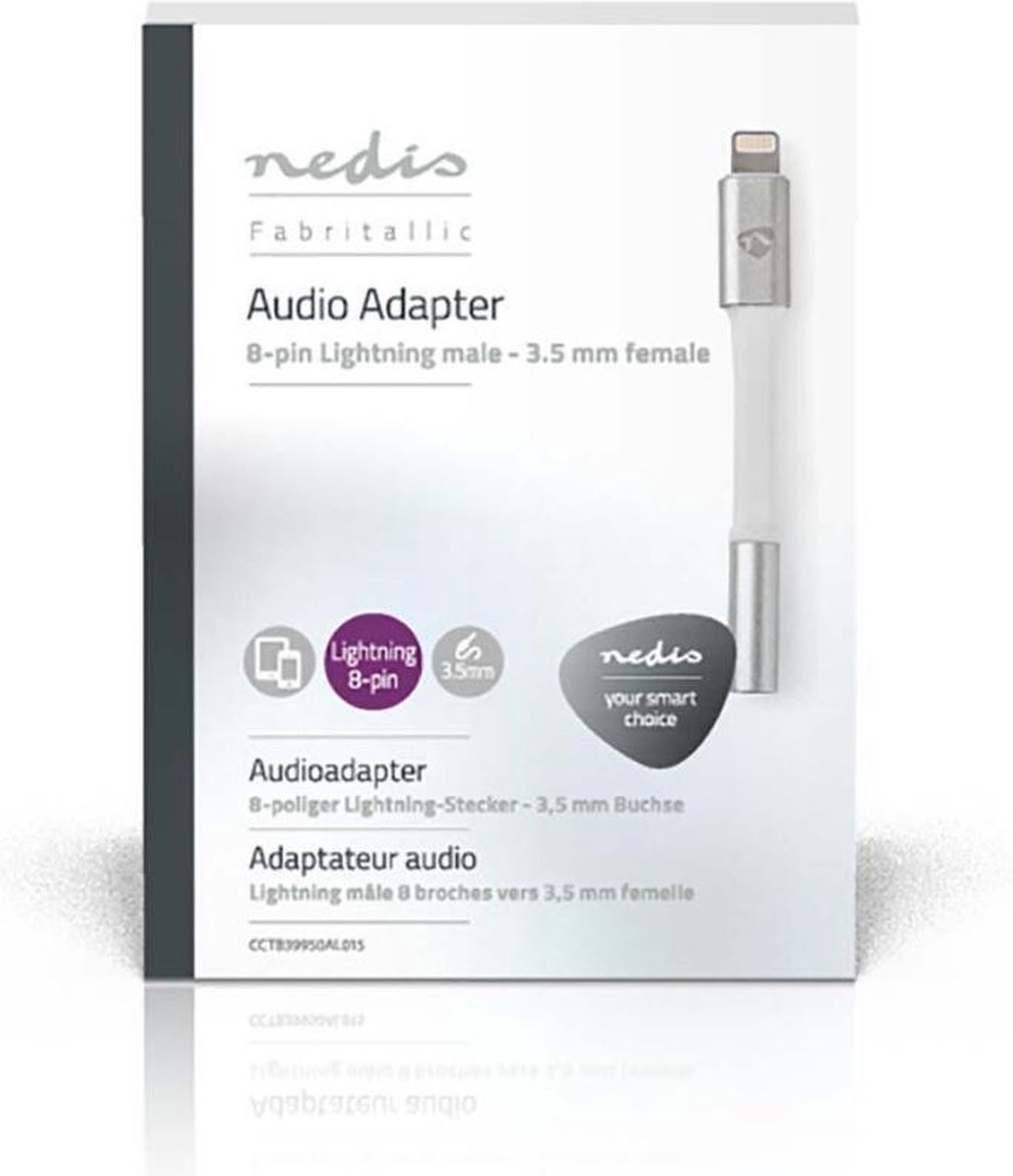 Nedis CCTB39950AL015 audio adapter 8-pins Lightning naar 3.5 mm jack female - Wit