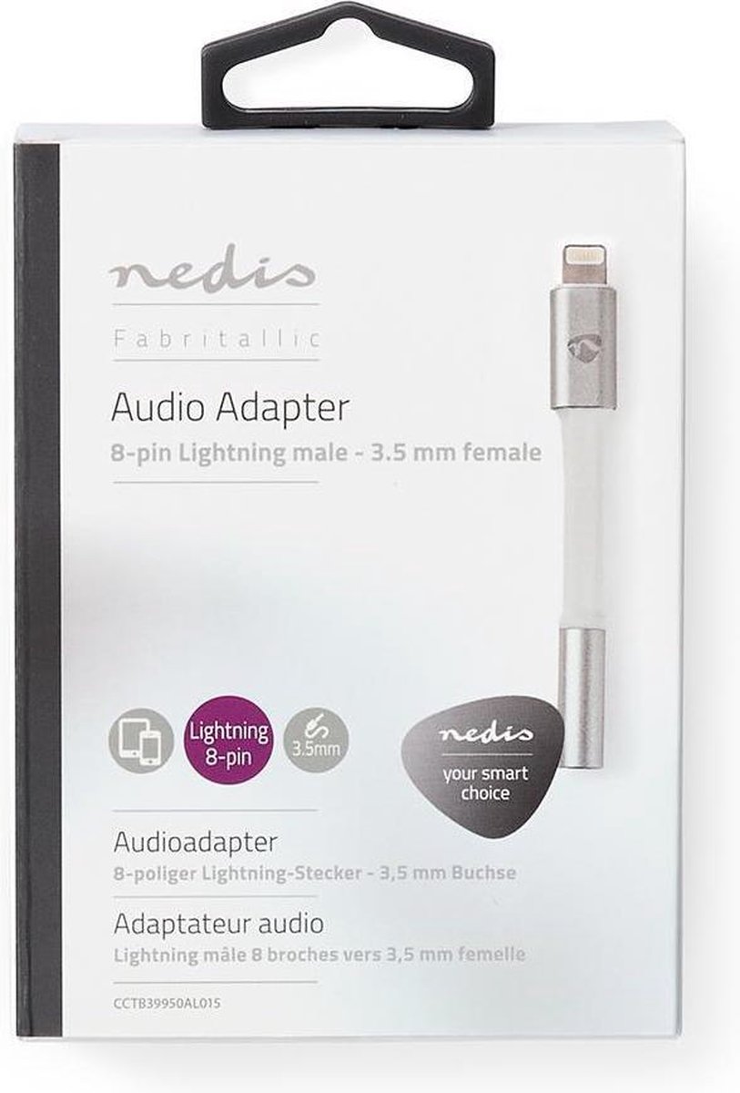 Nedis CCTB39950AL015 audio adapter 8-pins Lightning naar 3.5 mm jack female - Wit