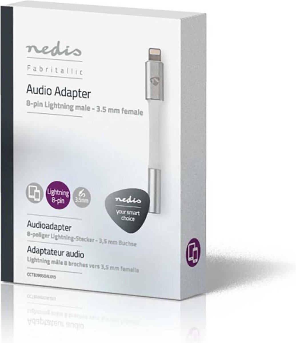 Nedis CCTB39950AL015 audio adapter 8-pins Lightning naar 3.5 mm jack female - Wit