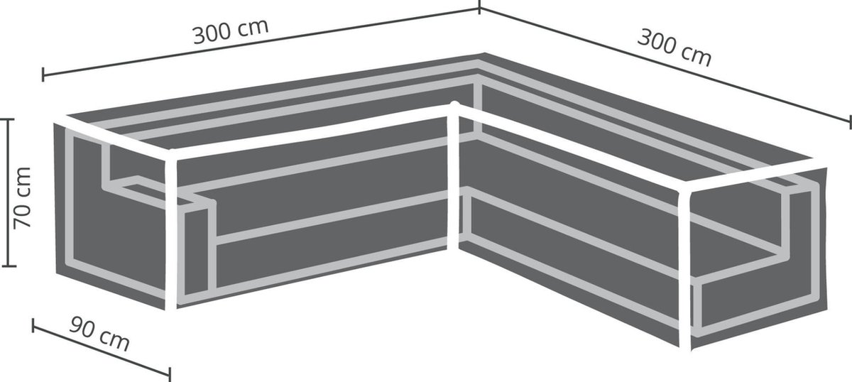 Winza Outdoor Covers Premium Loungesethoes L-vorm 300 - Grijs