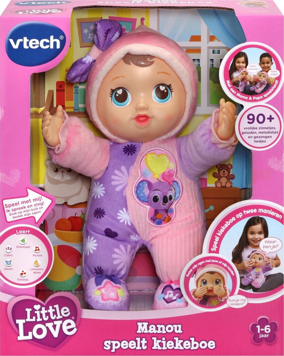 Vtech babypop Little Love Manou meisjes 33 cm/paars - Roze