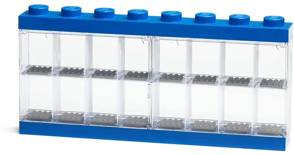 Lego vitrine 16 mini figuren 38,2 x 18,4 cm polypropyleen - Blauw