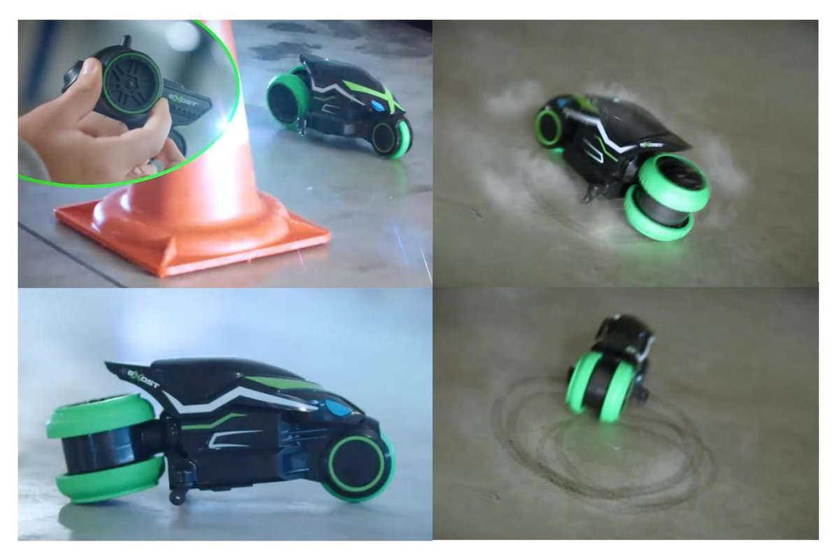 Silverlit Exost stuntmotor RC Motodrift 28 x 15 cm zwart/groen 2 delig