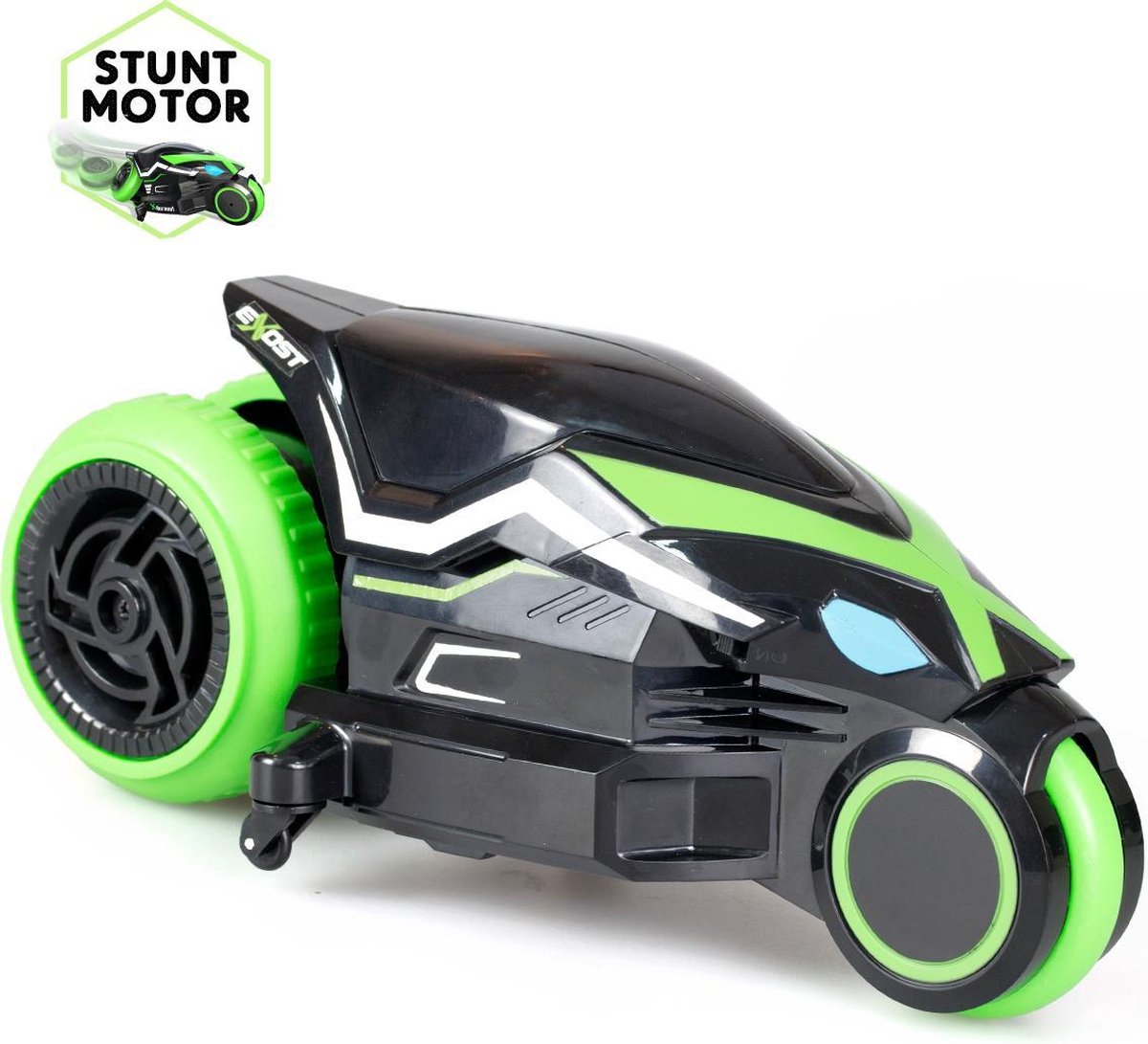 Silverlit Exost stuntmotor RC Motodrift 28 x 15 cm zwart/groen 2 delig