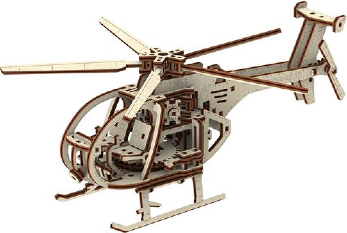 Wooden City constructie helikopter jongens hout 173 delig - Bruin