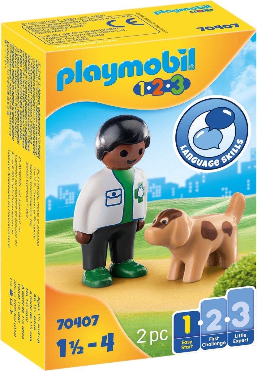 Playmobil 1,2,3 Dierenarts met hond (70407)