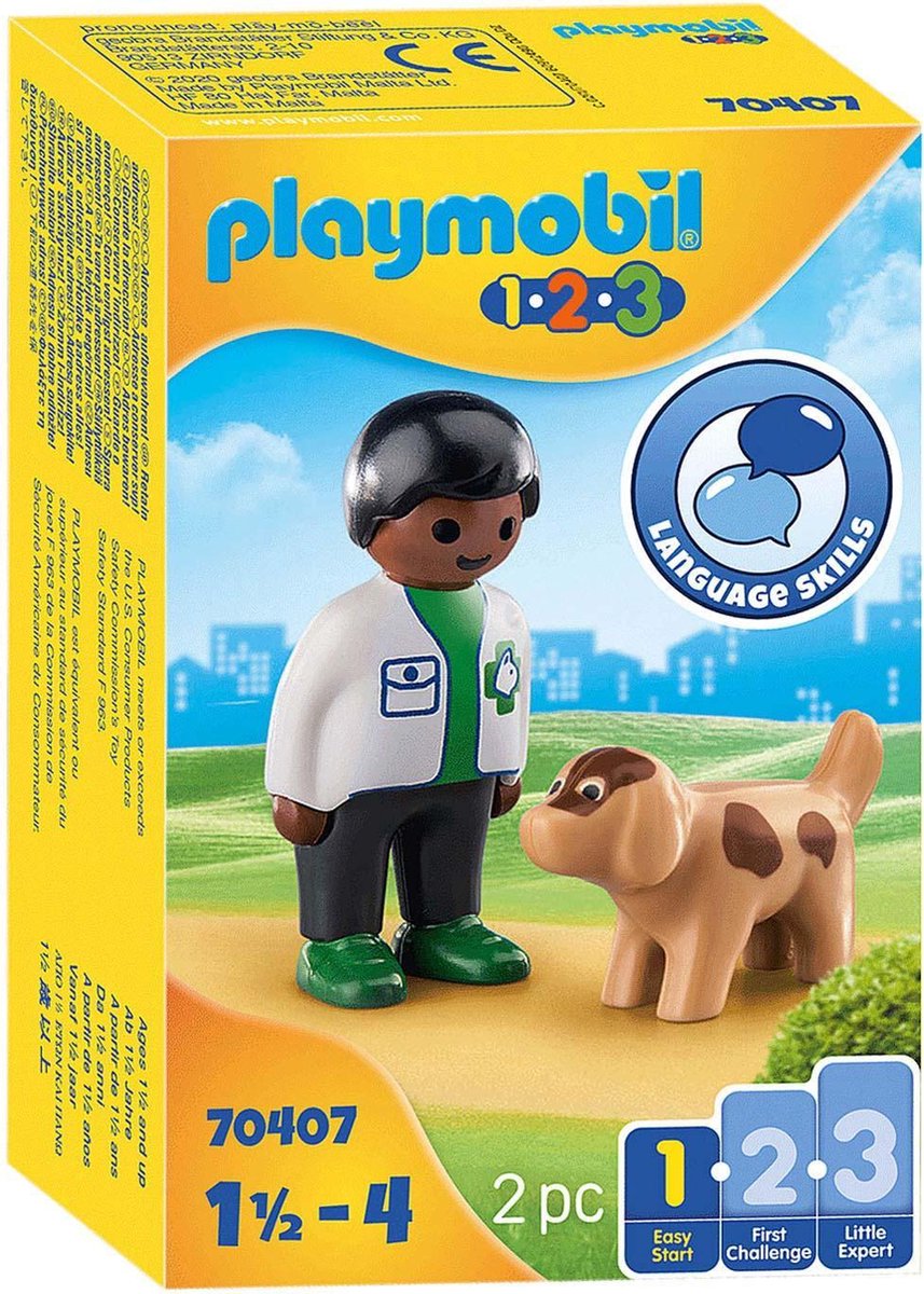 Playmobil 1,2,3 Dierenarts met hond (70407)