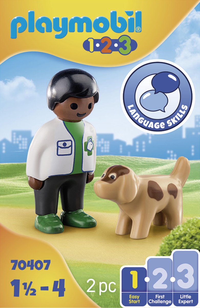 Playmobil 1,2,3 Dierenarts met hond (70407)