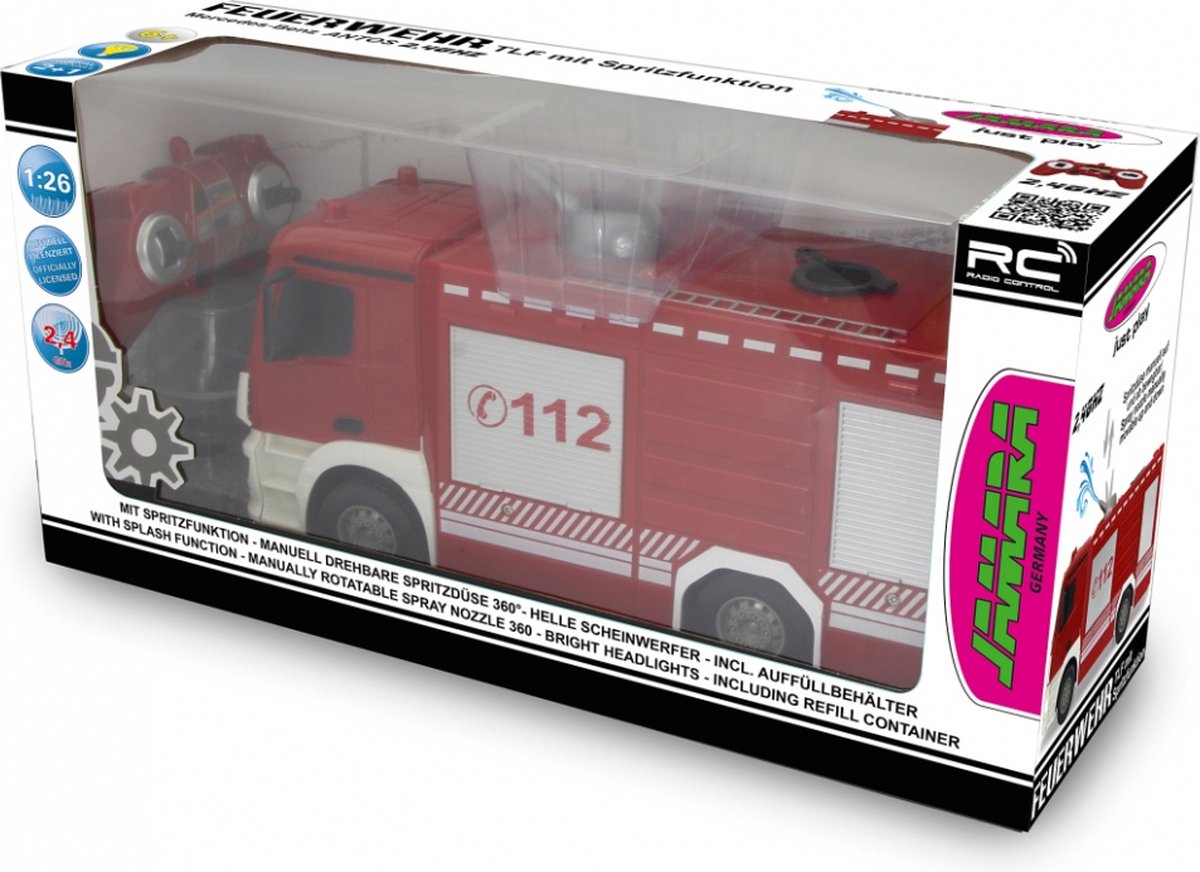 Jamara brandweerwagen RC Mercedes Benz Antos 29 cm 1:26 - Rood