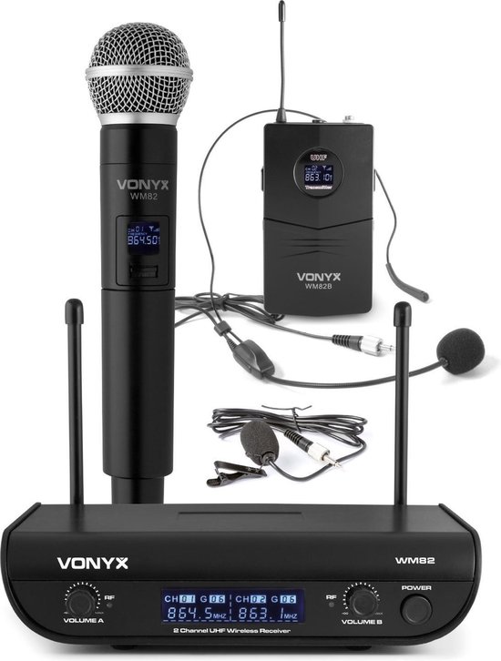 VONYX WM82C 2-kanaals UHF draadloos microfoonsysteem