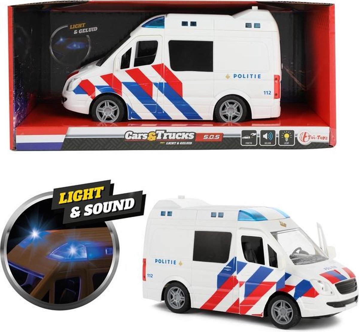 Toi-Toys Toi Toys politiebus junior 21 cm wit//rood - Blauw