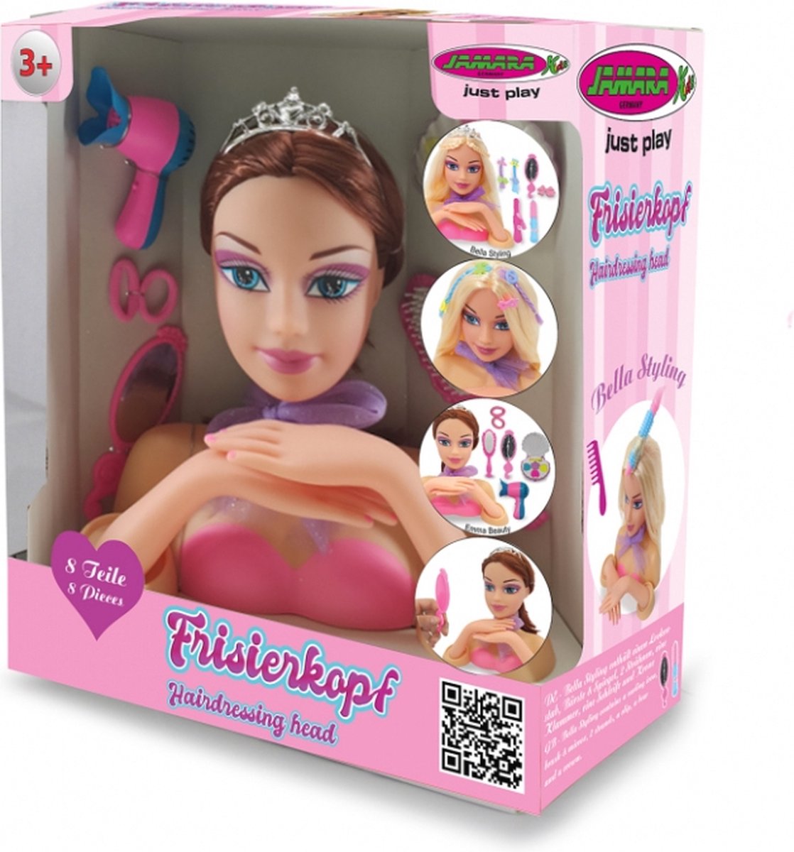 Jamara kaphoofd prinses Emma meisjes 24,5 cm 8 delig - Roze