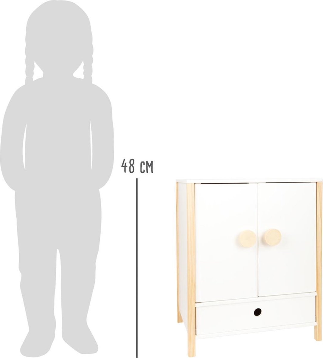Small Foot poppenkledingkast meisjes 40 x 28 cm hout wit/beige