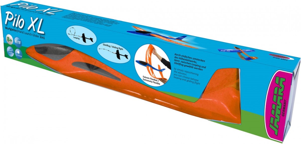 Jamara werpvliegtuig Pilo XL junior 68 cm schuim/blauw - Oranje
