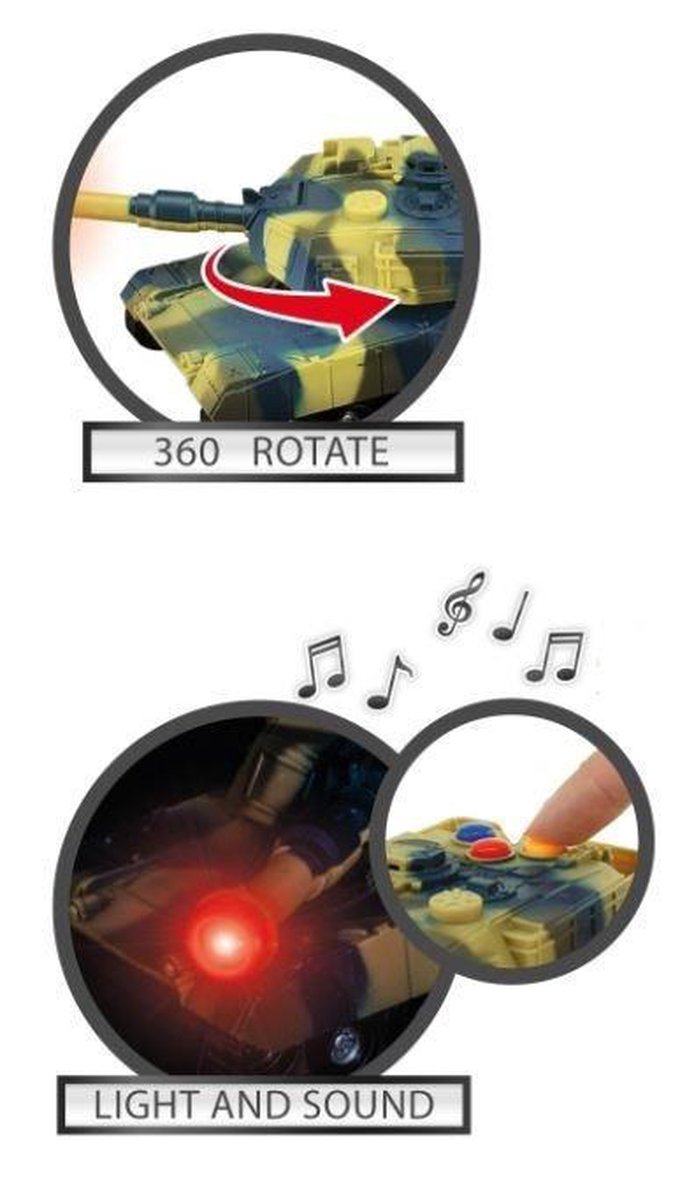 Toi-Toys Toi Toys militaire tank met licht en geluid 17 cm groen/ - Geel